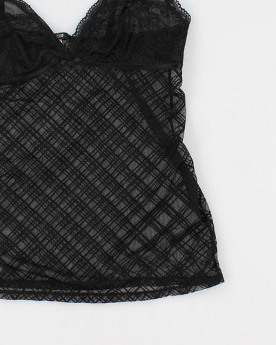 Y2k 00s Jacob Black Mesh Lingerie Cami Top - M