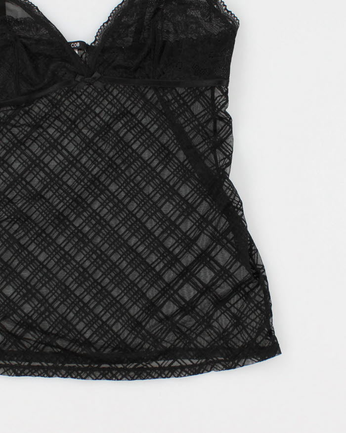 Y2k 00s Jacob Black Mesh Lingerie Cami Top - M