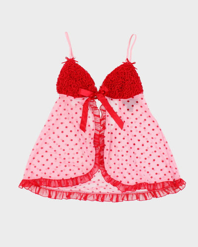 Y2k 00s La Senza Ruffle Polka Dot Lingerie Cami - S