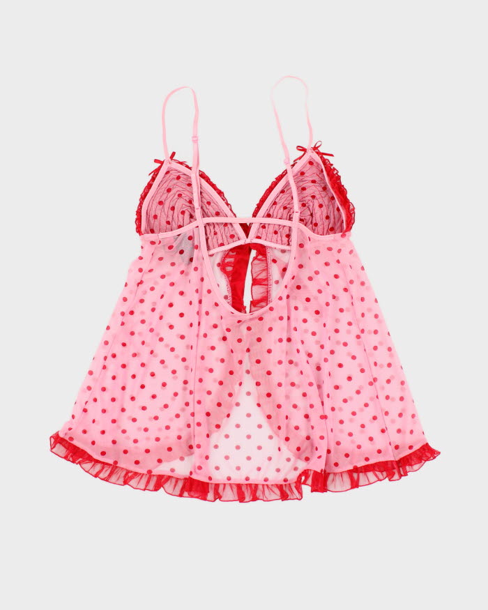 Y2k 00s La Senza Ruffle Polka Dot Lingerie Cami - S