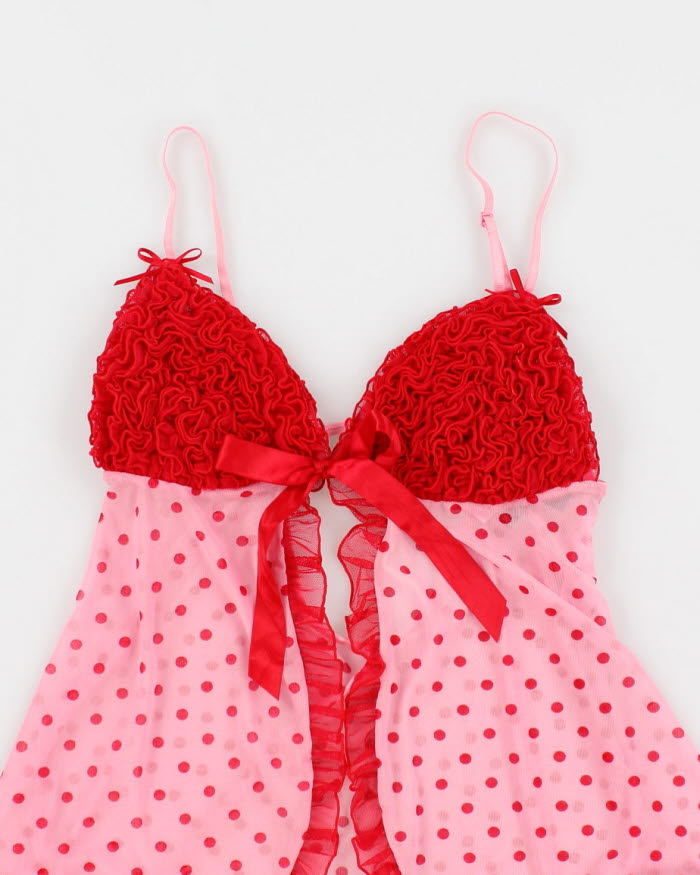 Y2k 00s La Senza Ruffle Polka Dot Lingerie Cami - S