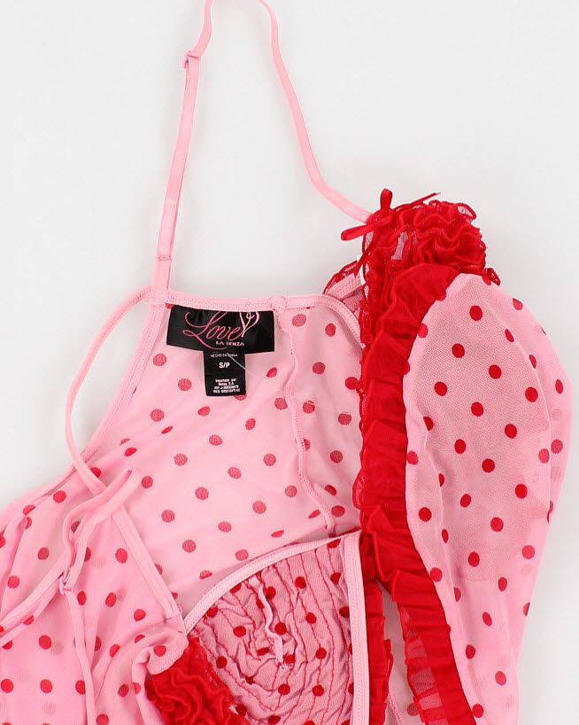 Y2k 00s La Senza Ruffle Polka Dot Lingerie Cami - S
