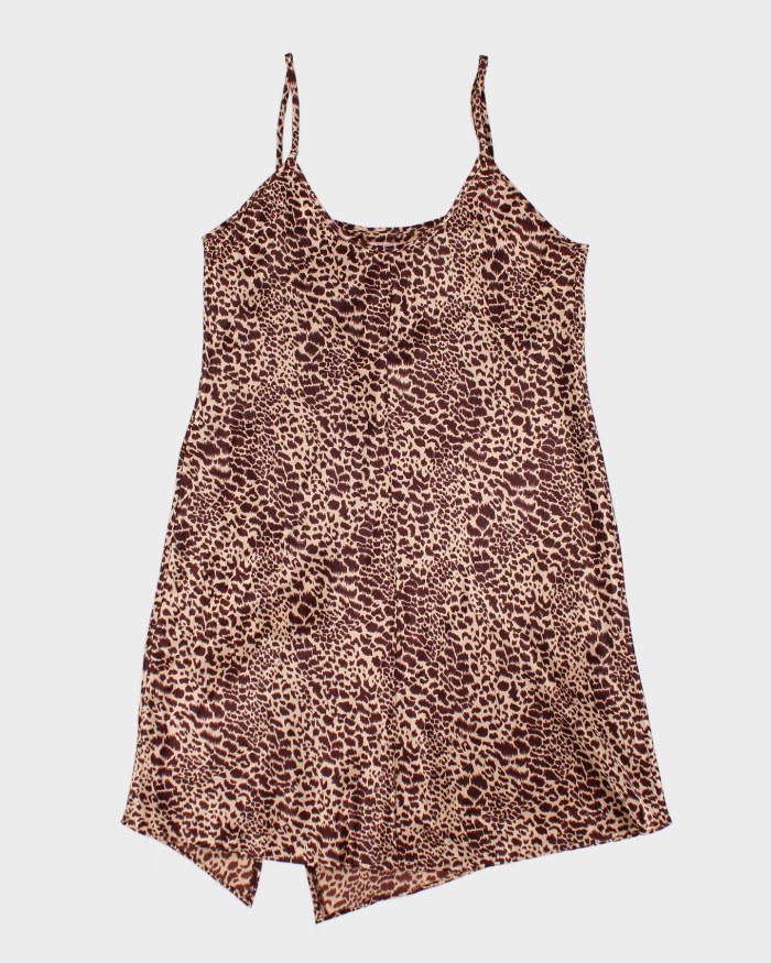 Y2k 00s Leopard Print Slip Dress - M