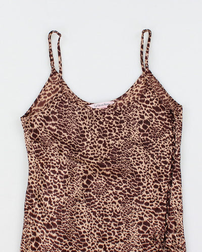 Y2k 00s Leopard Print Slip Dress - M