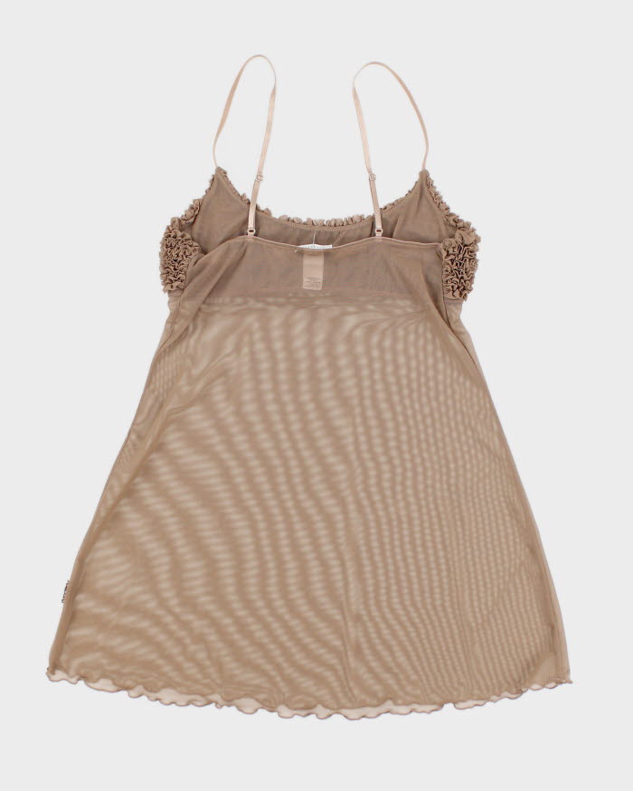 90s La Senza Brown Mesh Ruffle Top - S