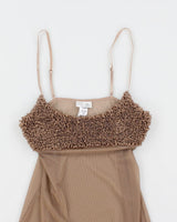 90s La Senza Brown Mesh Ruffle Top - S