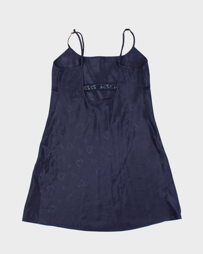 90s Navy Lingerie Slip Dress - M