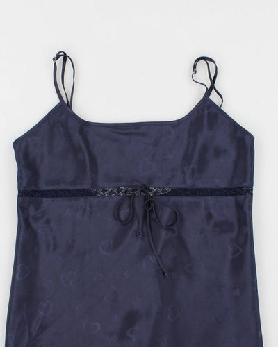 90s Navy Lingerie Slip Dress - M