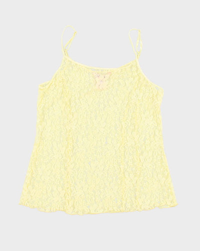 Y2K 00s La Vie En Rose Yellow Lace Cami - XL