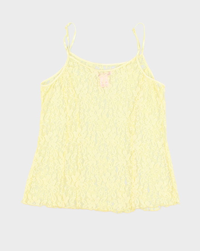 Y2K 00s La Vie En Rose Yellow Lace Cami - XL