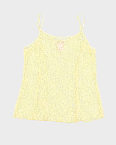 Y2K 00s La Vie En Rose Yellow Lace Cami - XL