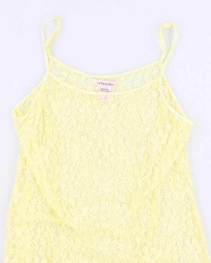 Y2K 00s La Vie En Rose Yellow Lace Cami - XL