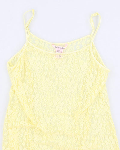 Y2K 00s La Vie En Rose Yellow Lace Cami - XL