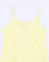 Y2K 00s La Vie En Rose Yellow Lace Cami - XL