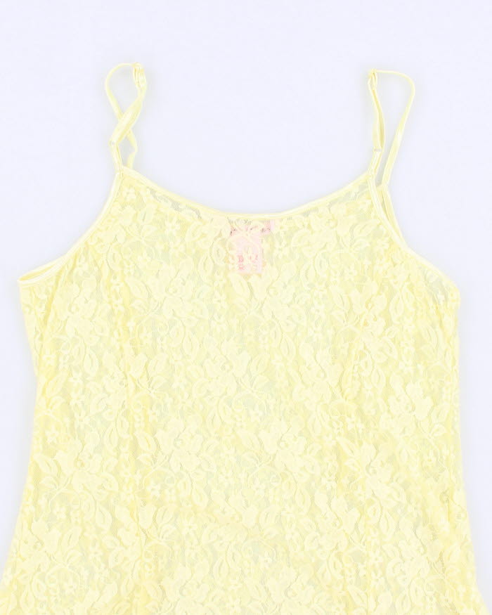 Y2K 00s La Vie En Rose Yellow Lace Cami - XL