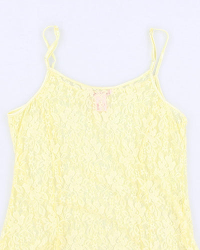 Y2K 00s La Vie En Rose Yellow Lace Cami - XL