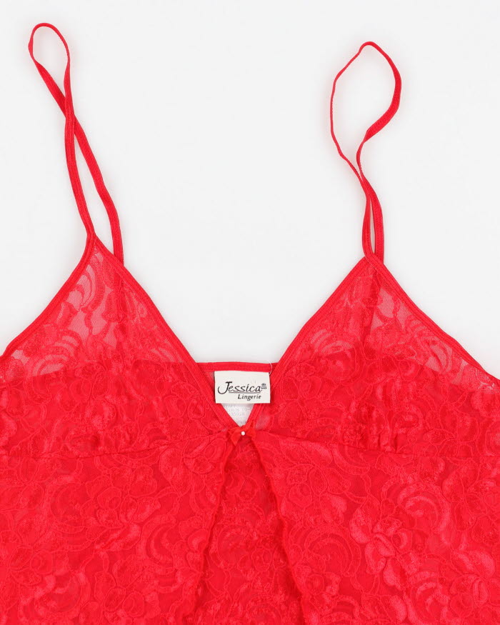 Vintage 90s Jessica Red Lace Cami - M