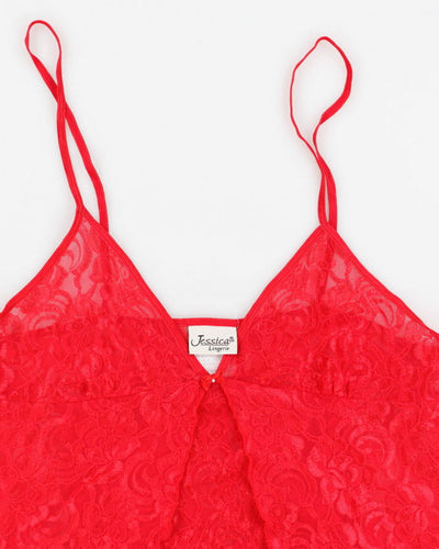 Vintage 90s Jessica Red Lace Cami - M