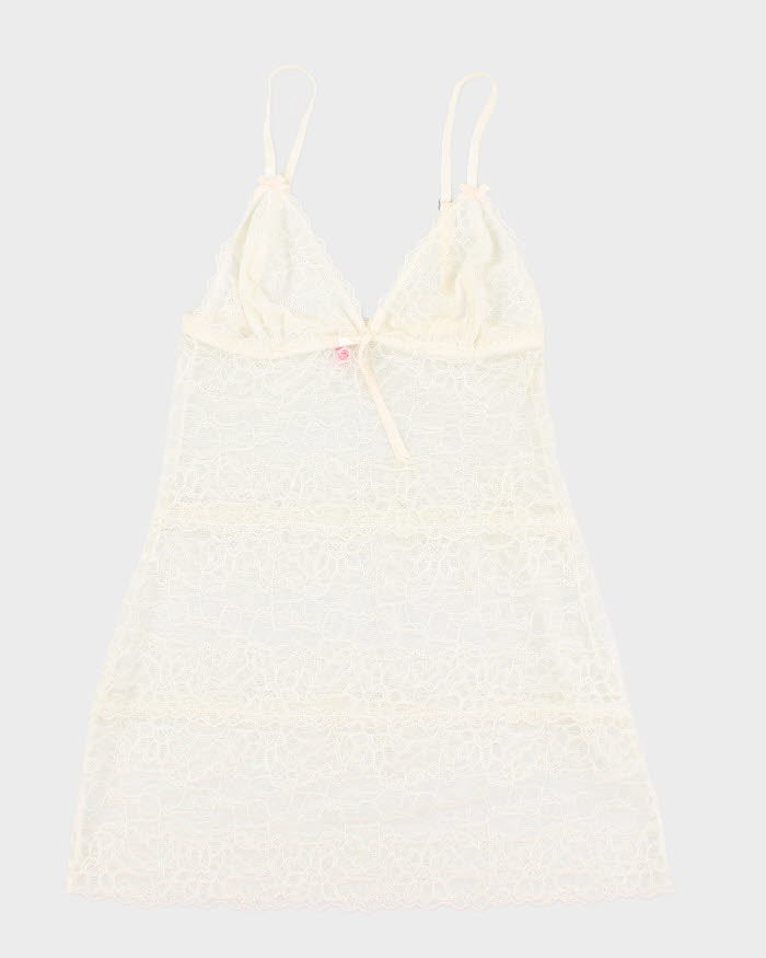 00s Darling Cream Lace Slip Dress - M