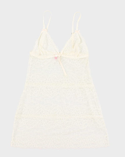 00s Darling Cream Lace Slip Dress - M