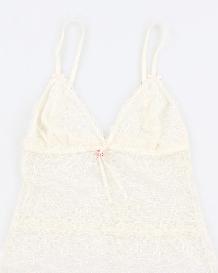 00s Darling Cream Lace Slip Dress - M