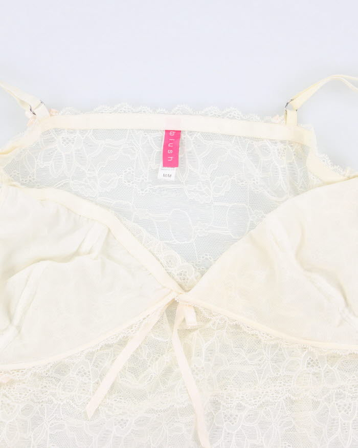 00s Darling Cream Lace Slip Dress - M