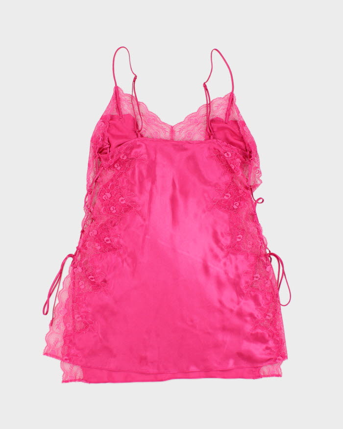 Y2k 00s La Senza Pink Lace Up Slip Dress - S