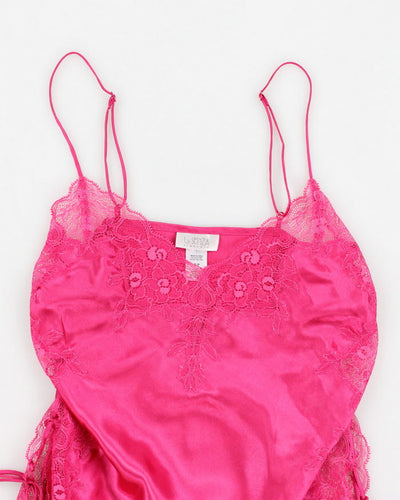 Y2k 00s La Senza Pink Lace Up Slip Dress - S