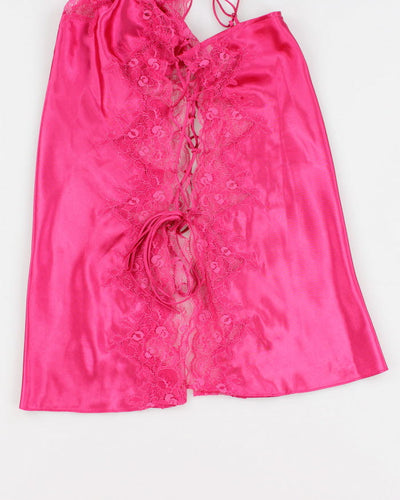 Y2k 00s La Senza Pink Lace Up Slip Dress - S