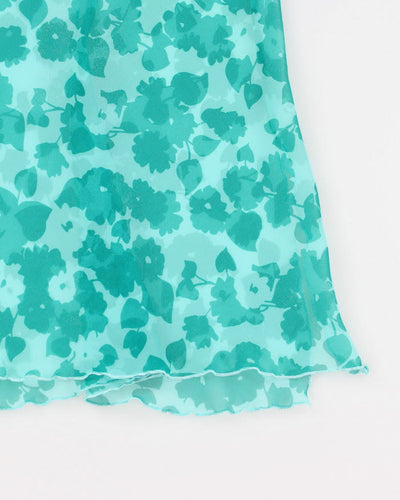 Vintage 90s La Senza Blue Floral Sparkly Slip Dress - L