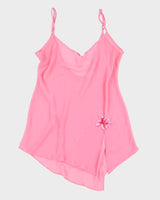 Vintage 90s La Senza Pink Mesh Slip Dress - M