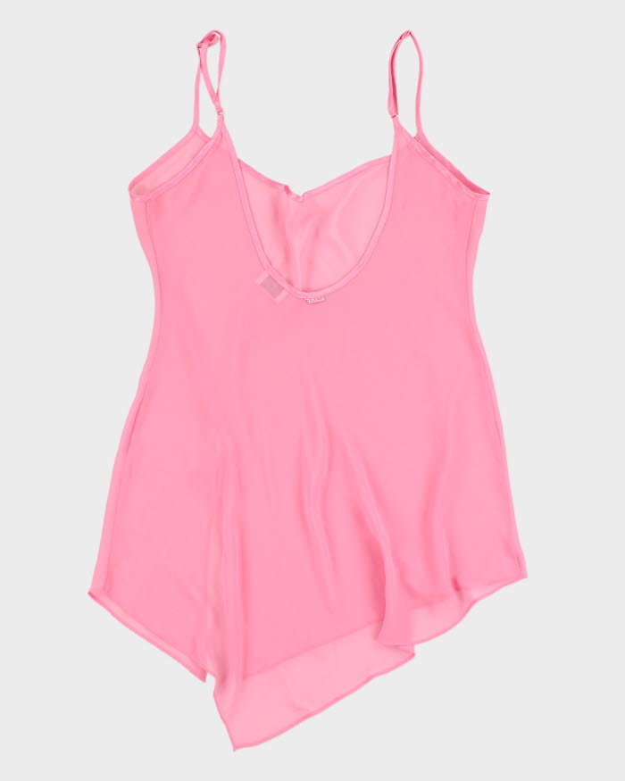 Vintage 90s La Senza Pink Mesh Slip Dress - M