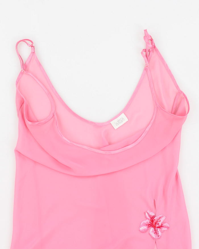 Vintage 90s La Senza Pink Mesh Slip Dress - M