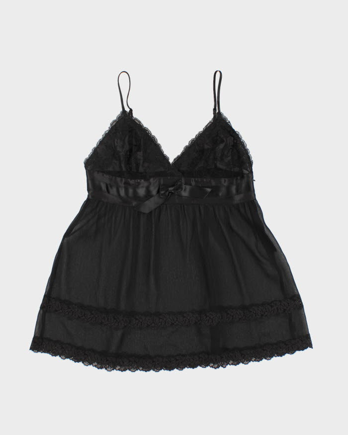 Y2k 00s La Senza Black Mesh Lace Cami Top - M