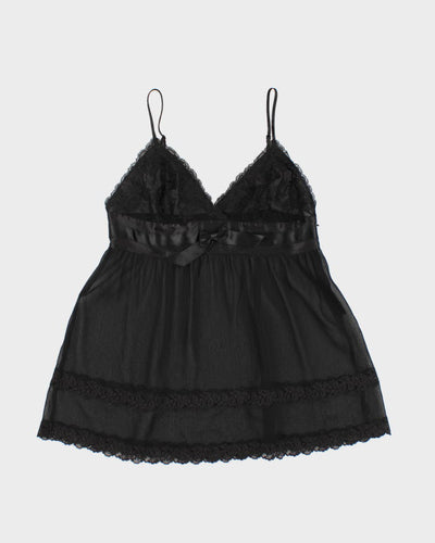 Y2k 00s La Senza Black Mesh Lace Cami Top - M