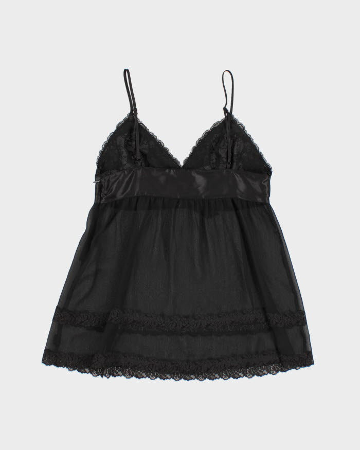 Y2k 00s La Senza Black Mesh Lace Cami Top - M
