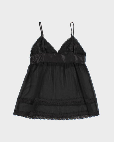 Y2k 00s La Senza Black Mesh Lace Cami Top - M