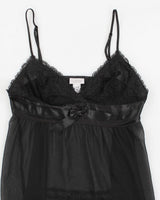 Y2k 00s La Senza Black Mesh Lace Cami Top - M