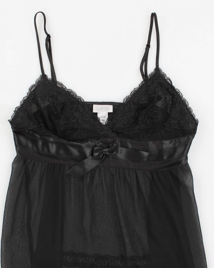 Y2k 00s La Senza Black Mesh Lace Cami Top - M