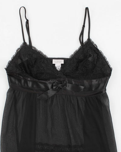 Y2k 00s La Senza Black Mesh Lace Cami Top - M