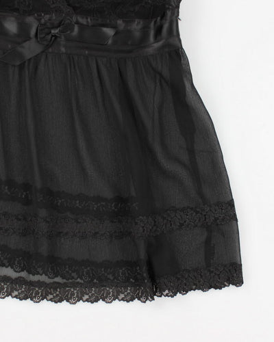 Y2k 00s La Senza Black Mesh Lace Cami Top - M