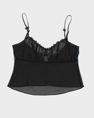 Vintage 90s La Senza Black Mesh Bow Cami Top - L