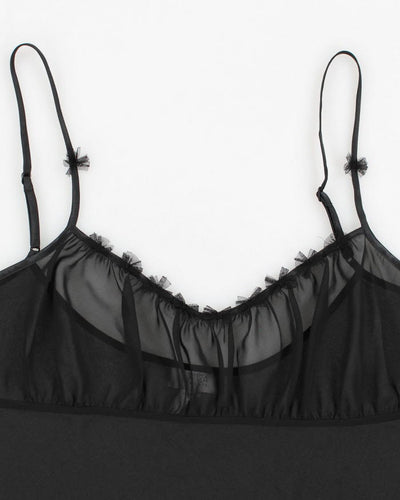 Vintage 90s La Senza Black Mesh Bow Cami Top - L