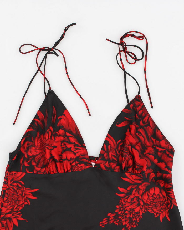 90s La Vie En Rose Floral Slip Dress - M