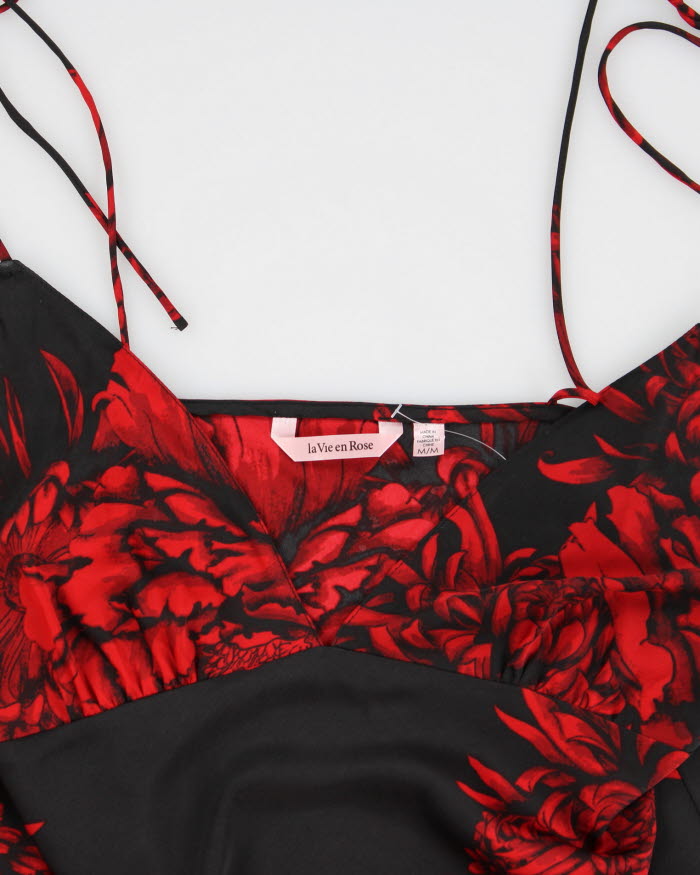 90s La Vie En Rose Floral Slip Dress - M