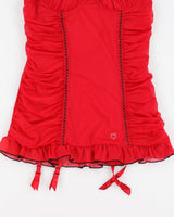 Y2k 00s La Vie En Rose Red Ruched Lingerie Top - L