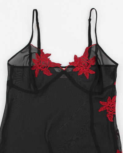 Vintage 90s La Vie En Rose Mesh Slip Dress - S