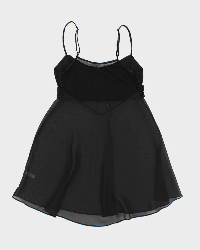 Y2k 00s La Ve En Rose Black  Mesh Slip Dress - S