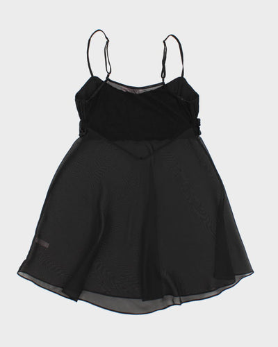 Y2k 00s La Ve En Rose Black  Mesh Slip Dress - S