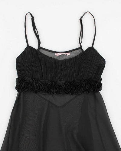Y2k 00s La Ve En Rose Black  Mesh Slip Dress - S